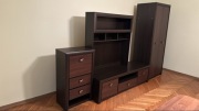 Zestaw mebli – komoda + szafka RTV + witryna / regał | kolor ciemny brąz