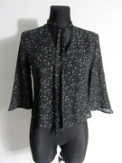 Quiosque Czarna bluzka Kwiaty Kokarda 34 36 XS