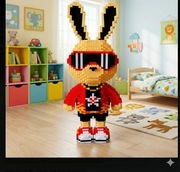 Duża Figurka Kolekcjonerska XXL – Stylowy Królik z Klocków (45 cm)