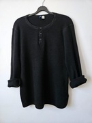 Czarny elastyczny lekki sweter, 3 guziki, H&M