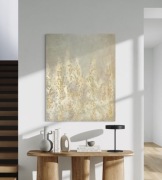 Ręcznie malowany obraz strukturalny premium „Golden Mist” 80x100 Na płótnie