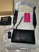 Pinko Flat Horizontal czarno złota torebka skórzana torba na ramię oryginał