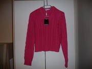 PULL LOVE WŁOSKI SWETER DAMSKI 100% BAWEŁNA WARKOCZ RÓŻ ROZM. S/M NOWY