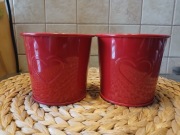 Metalowa osłonka doniczki czerwona IKEA 2szt.