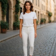 Białe rurki skinny z bawełny, rozmiar 40, Sinsay Eco Aware