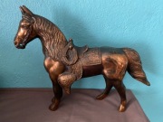 Figura konia koń metalowy miedziowany art deco prl vintage
