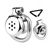 Stalowy pas cnoty, INVERTED Chastity klatka na penisa + pasek oring 45mm