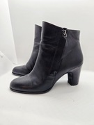 Botki buty ECCO 39 na obcasie skórzane czarne za kostkę na jesień