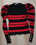 Czerwono-czarny Sweterek Zara rozmiar L używany 
