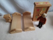 Miniaturki - zestaw drewnianych mebelków GOKI do sypialni - Dollhouse