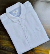 NEXT__Lniana biała kołnierzyk button-down__XL/43-44 kołnierzyk 100% len 