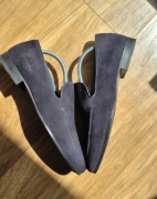 ZARA GRANATOWE SKÓRZANE MOKASYNY  41