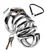 Stalowy pas cnoty, Chastity Cock Cage klatka na penisa + Pasek oring 57mm