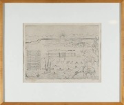 Józef Hecht miedzioryt grafika 1926 Budowa Arki sztuka polska