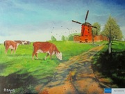 "Zdrzewno.Stary młyn w jesiennym pejzażu"