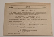 Kępno 1961 zaproszenie uroczysta sesja Rady Narodowej rocznica wyzwolenia