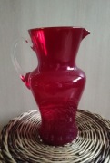 dzbanek czerwone szkło użytkowe artystyczne Fiedorowicz Ząbkowice 