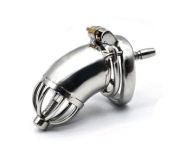 Stalowy pas cnoty, chastity półring z kolcami + Dilator oring 50mm