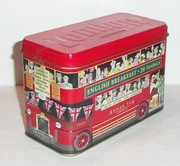 HERBATA - PUSZKA PUDEŁKO PO HERBACIE SKARBONKA LONDYŃSKI AUTOBUS - METAL