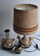 Stary zestaw lampa plus wazony fat lawa vintage