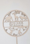 Topper urodziny,roczek,imię, safari, drewniany
