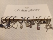 Kolczyki damskie 6 par kolor srebrny