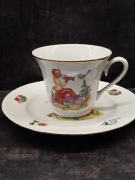 Duet Ćmielów Koszałek Opałek filiżanka i spodek PRL vintage 