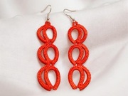 Długie haftowane kolczyki a'la łańcuszek - kolor koralowa czerwień