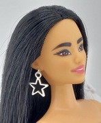Kolczyki biżuteria dla lalki Barbie srebrne gwiazdy