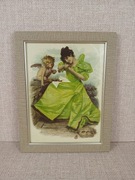 Obrazek Grafika Dama z amorkiem Retro obrazek Vintage