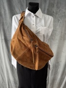 Nerka torba XXL karmel zamsz naturalny Włoska - nowa