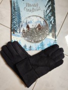 rękawice ciepłe męskie  zimowe ogrzewane futrem skóra skórkowe