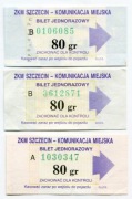 Bilet ZKM Szczecin - 80gr, różne warianty, reklama