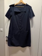 Granatowa cienka codzienna sukienka, krótki rękaw, 100% bawełna, COS - 34