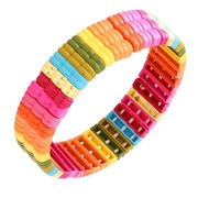 Bransoletka elastyczna emaliowana szeroka kolorowa