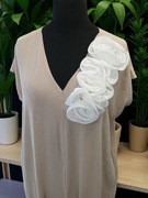 Aplikacja naszywka przypinka plisowana kwiat 3d biała do szycia 