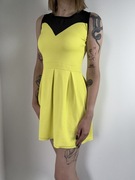 Żółta sukienka mini z czarną wstawką rozm. XS/S