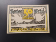 Banknot Notgeld 50 Fenigów 1921 Rostock Niemcy Meklemburgia Reutergeld 