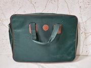 Vintage Torba Podróżna Butelkowa Zieleń Brązowa Stylowa