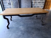 Stół loftowy , orginalny kształt, dębowy blat