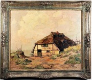 Obraz z prywatnej kolekcji, Chata rybka, sygnowany - Rudolf Priebe