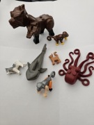 Lego zwierzęta figurki Fluffy małpa rekin ośmiornica psy