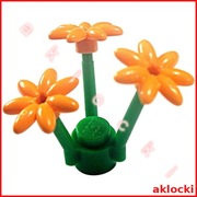 LEGO 3741 + 93081d KWIATEK ŁODYGA kwiatki jasny pomarańczowy