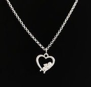 Naszyjnik, łańcuszek z zawieszką serce z aniołkiem , 55 cm