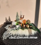 Stroik z jelonkiem,Stroik zimowy świąteczny z lampkami led