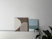 Zestaw 2 obrazów abstrakcyjnych na lnianym płótnie