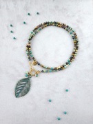 Turkus afrykański, turkus, larimar, hematyt, stal, mosiądz UNIKAT 