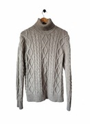 Beżowy brązowy taupe sweter golf męski, Tommy Hilfiger, roz. M, 74% wełna