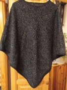 Ponczo ciepłe czarno szare