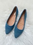 Jeansowe baleriny cyrkonie 38